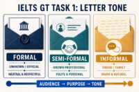 IELTS General Training Task 1 formal semi-formal and informal letter tone comparison