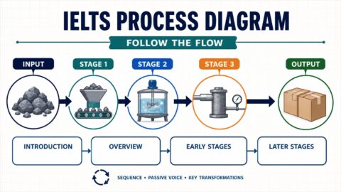 IELTS process diagram step-by-step answer structure and flow stages