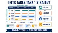 IELTS Table Task 1 read select group compare strategy diagram