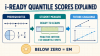 i-Ready Quantile scores explained with prerequisite skills, a student target zone, and future math challenges
