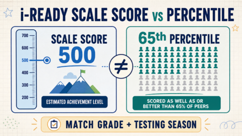 i-Ready scale score compared with percentile rank using an achievement ruler and 100-student peer group