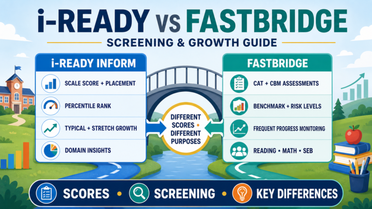i-Ready Inform vs FastBridge comparison of scores, screening, CAT and CBM assessments, growth and risk levels