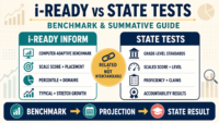 i-Ready Inform vs state tests comparison showing benchmark scores, proficiency, growth and accountability results