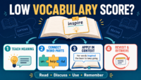 Four-step vocabulary practice plan: teach meaning, connect word parts, apply in context, revisit and retrieve