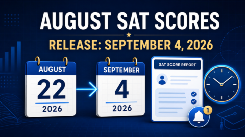 August 2026 SAT score release calendar showing September 4 score reports