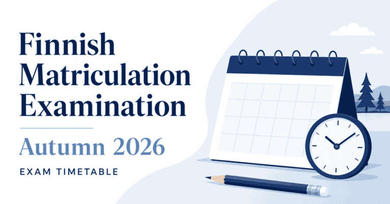 Finnish Matriculation Examination Autumn 2026 exam timetable