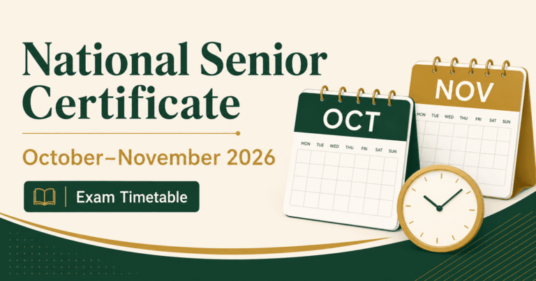 National Senior Certificate Examinations October–November 2026 exam timetable